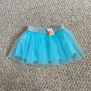Garanimals Baby Girl Turquoise Tulle Tutu Skirt Silver Glitter Size 0-3 Months